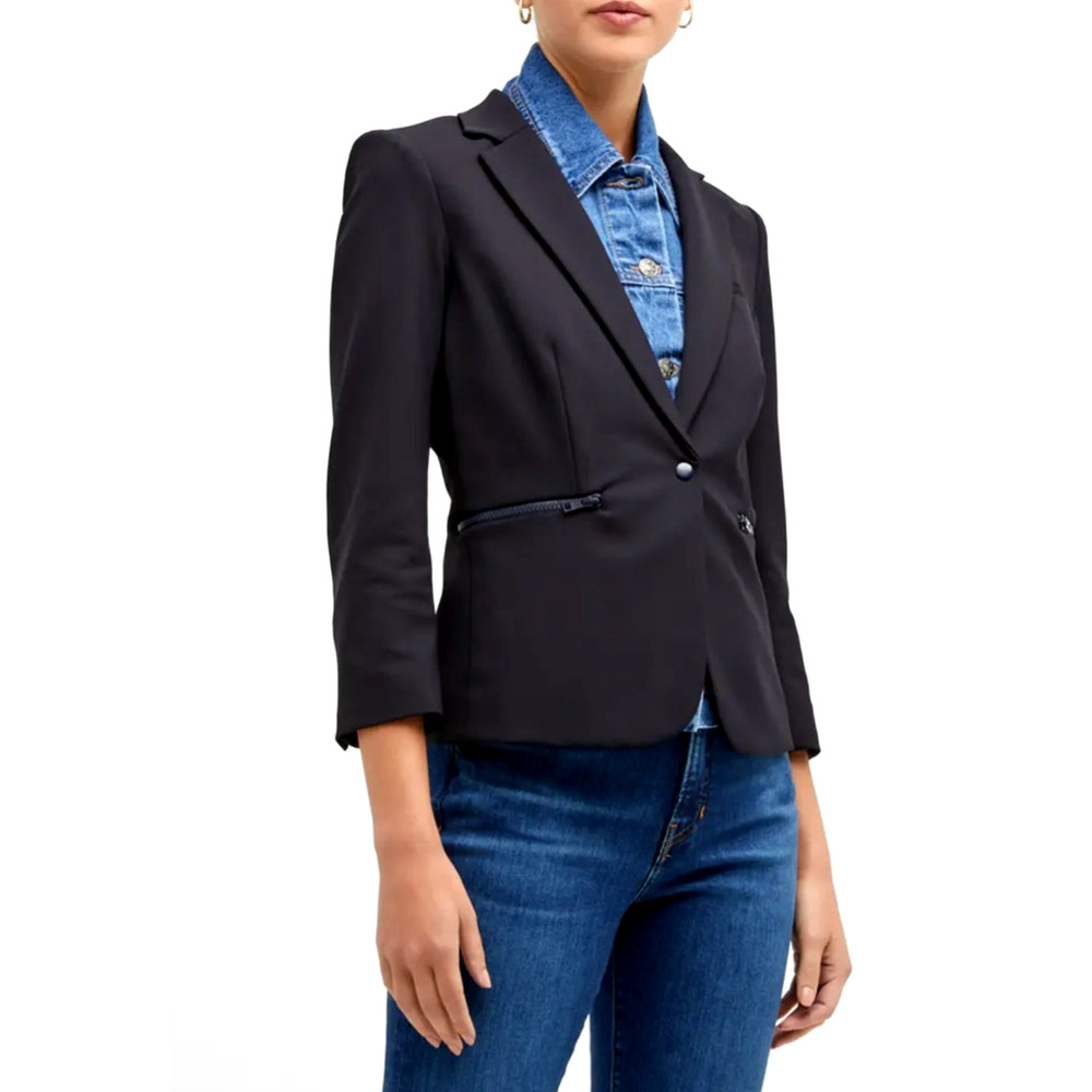 Veronica Beard 4 Core Schoolboy $645 Scuba Blazer Dickey Jacket Fitted Navy NWT!